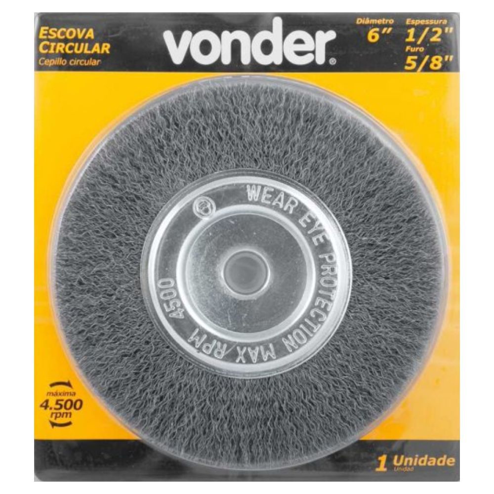 Escova Circular 6" x 1/2" x 5/8" Vonder